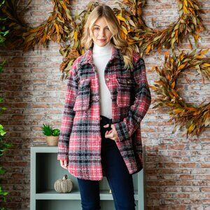 Plaid Pink and Black Women's Jacket